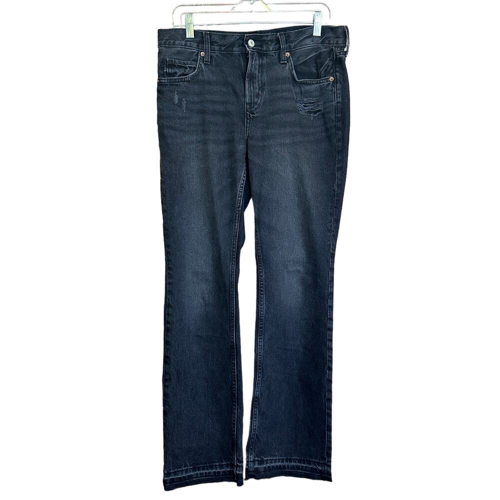 Old Navy Womens High-Rise Boot Cut Black Raw Hem Jeans‎ Size 6 Distressed